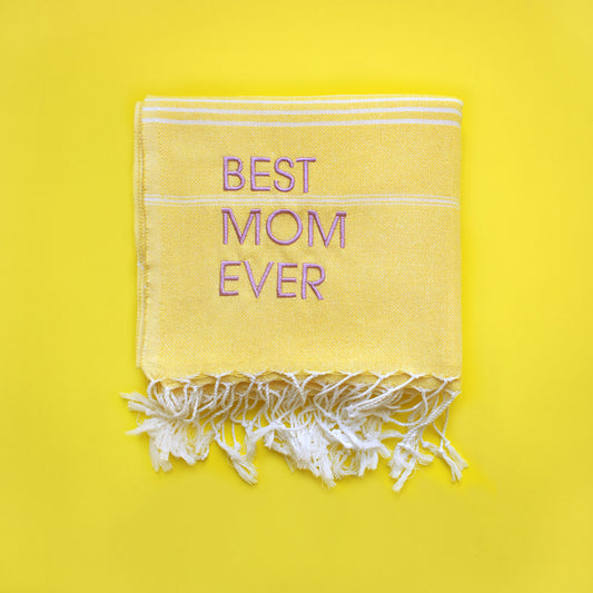 "BEST MOM EVER" Embroidered Hammam Towel