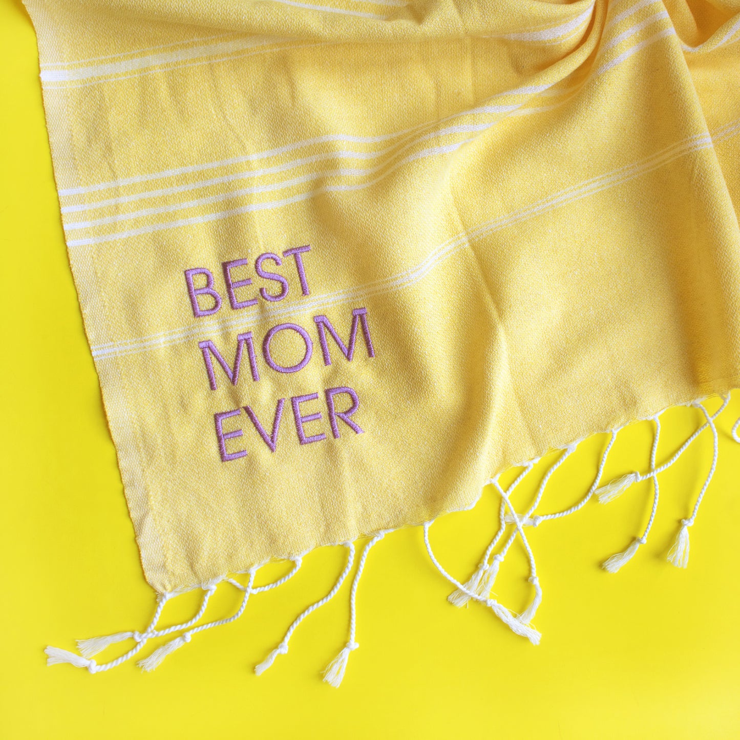 "BEST MOM EVER" Embroidered Hammam Towel