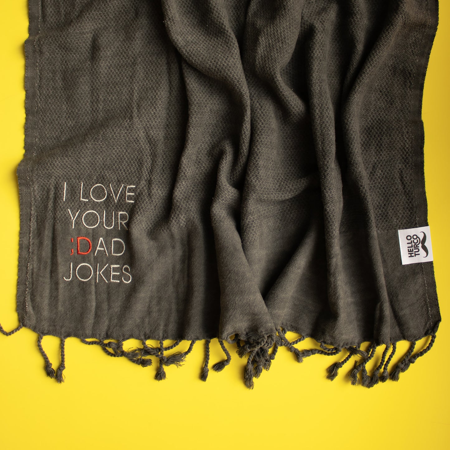 "I LOVE YOUR ;DAD JOKES" Besticktes Hamamtuch