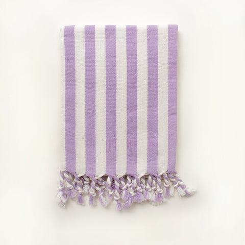 LILAC STRIPES XS Handwoven Organic Cotton Hammam Towel