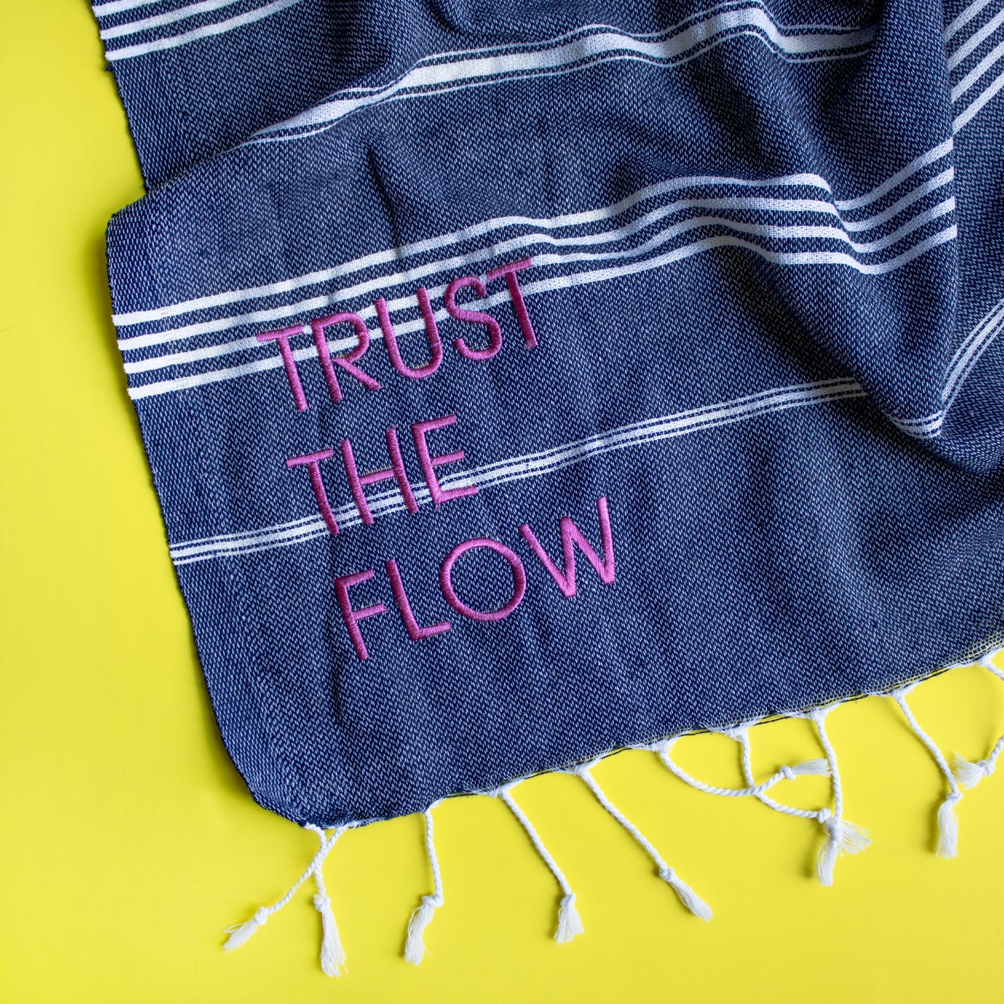 "TRUST THE FLOW" Embroidered Hammam Towel