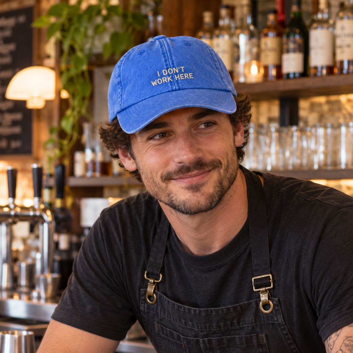 Personalisierte Vintage Blue Cap "I Don't Work Here" HELLO TURCO