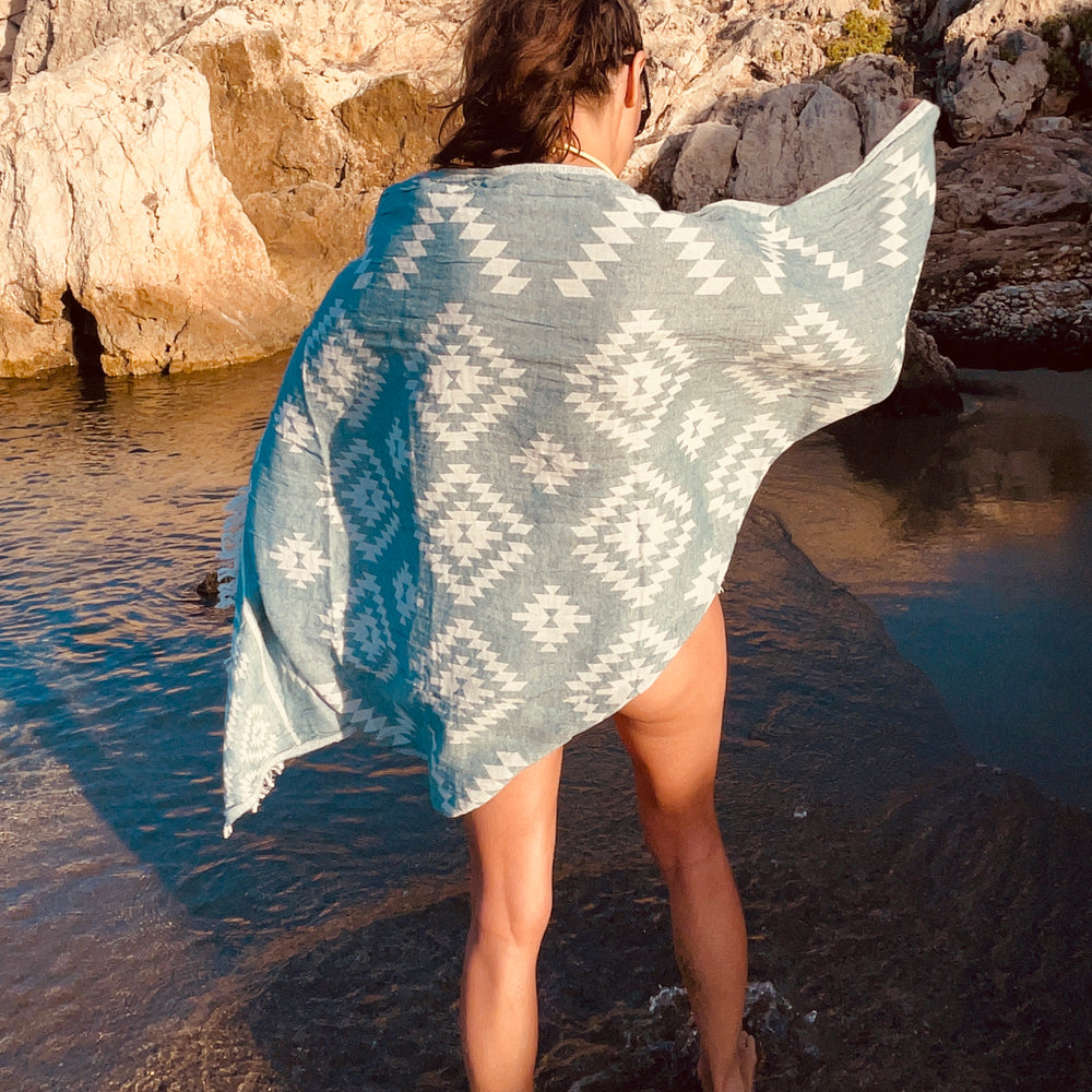 KILIM PASTEL GREEN Handgewebtes Hamamtuch