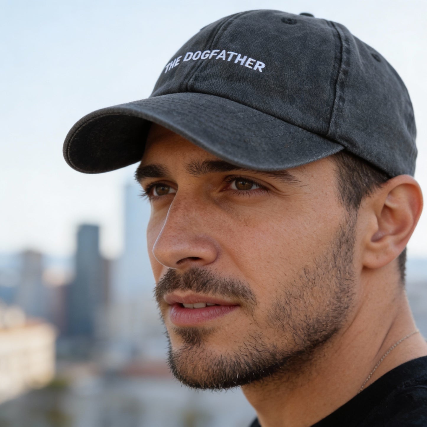 Personalisierte Vintage Anthracite Basecap "The Dogfather"