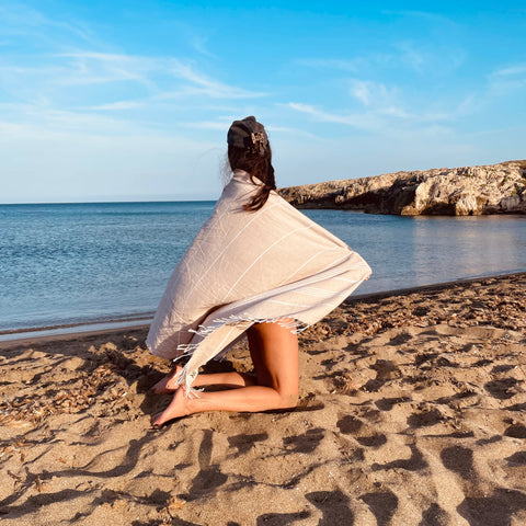 BEACH BOYS Beige Turkish Towel - Your Perfect Beach Companion