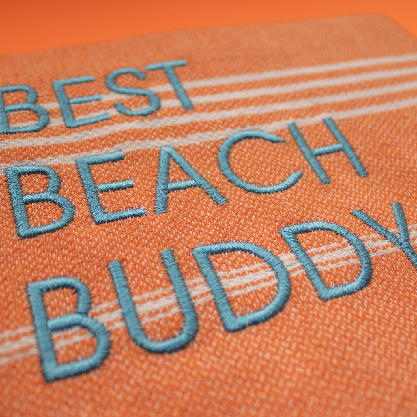 "BEST BEACH BUDDY" Embroidered Hammam Towel - Orange