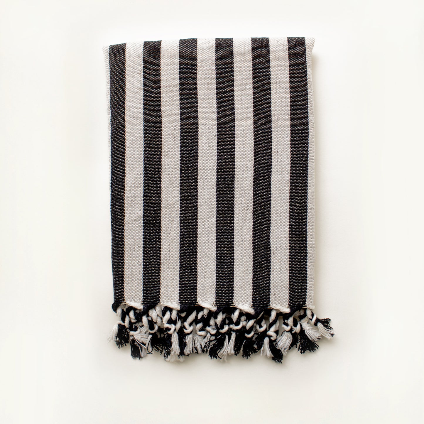Small Handwoven Hand Towel - Black Stripes