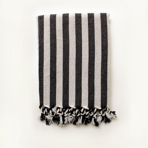 BLACK STRIPES SMALL - Kompaktes Handgewebtes Hamamtuch