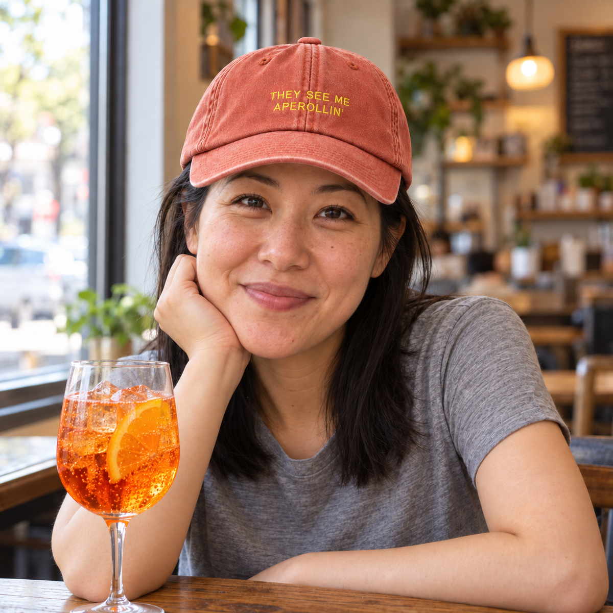 Personalisierte Vintage Orange Cap "They See Me Aperollin'" HELLO TURCO