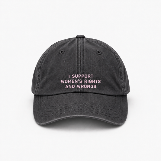 Personalisierte Vintage Black Cap "I Support Women's Rights And Wrongs" HELLO TURCO