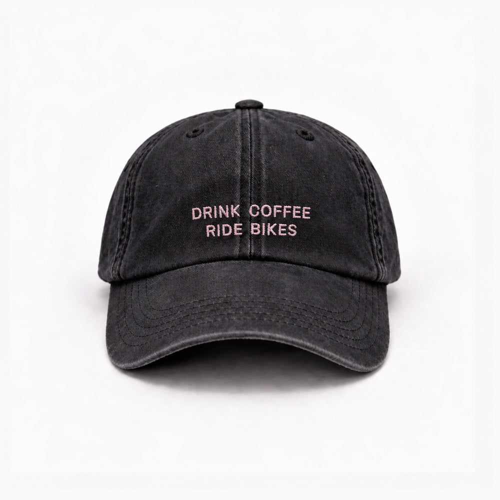 Personalized Vintage Black Cap "Drink Coffee Ride Bikes"