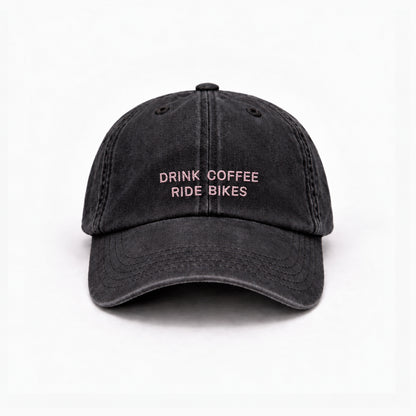 Personalisierte Vintage Black Cap "Drink Coffee Ride Bikes" HELLO TURCO