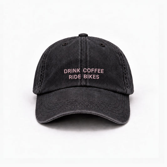 Personalisierte Vintage Black Cap "Drink Coffee Ride Bikes" HELLO TURCO