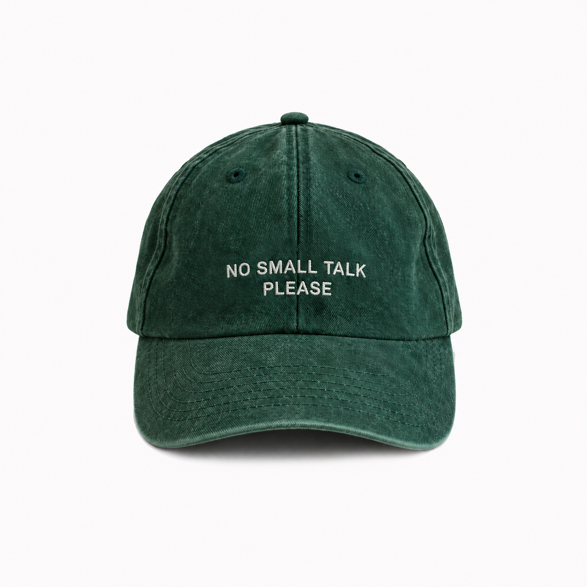 Personalisierte Vintage Forest Green Cap "No Small Talk Please" HELLO TURCO