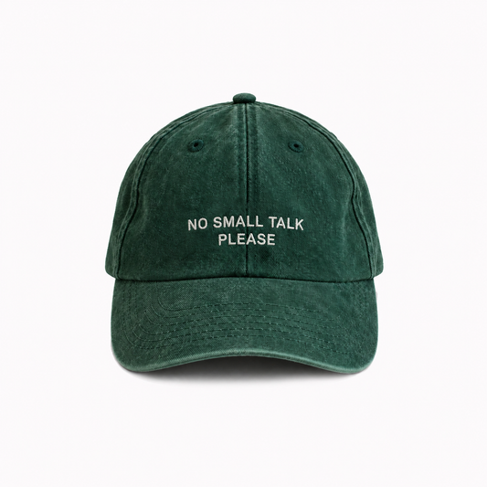 Personalisierte Vintage Forest Green Cap "No Small Talk Please" HELLO TURCO