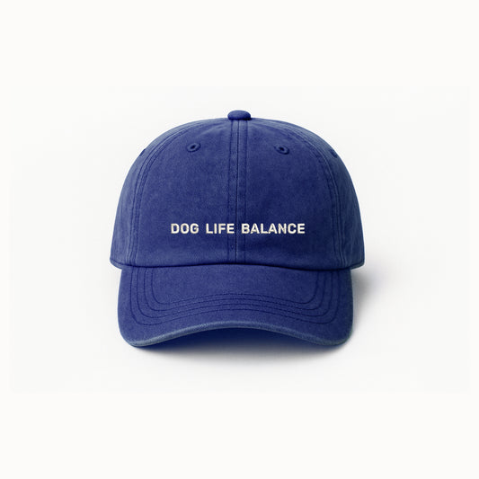 Personalized Dark Blue Baseball Cap “Dog Life Balance” Embroidered