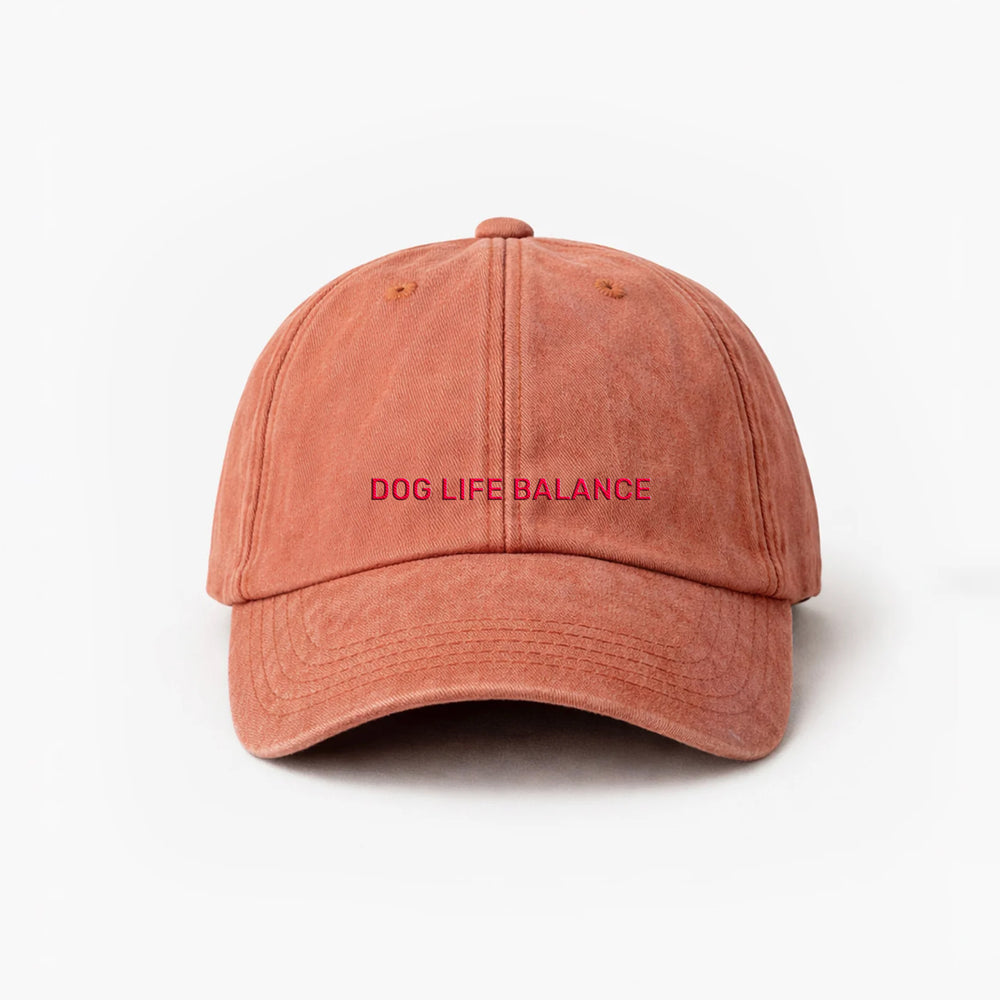 Personalized  Vintage Orange Cap "Dog Life Balance"