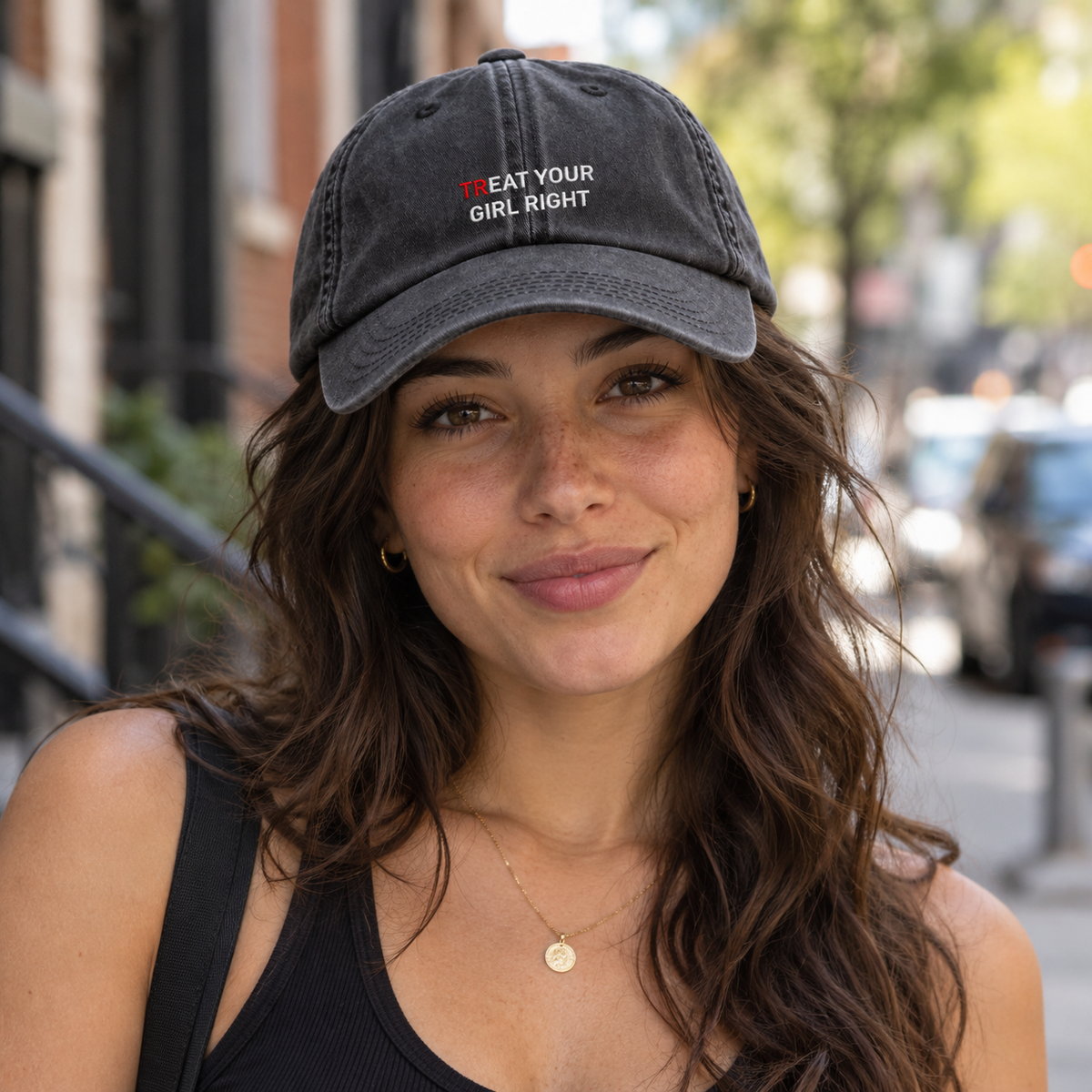 Personalisierte Vintage Black Cap "Treat Your Girl Right" HELLO TURCO