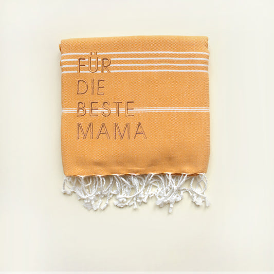"FÜR DIE BESTE MAMA" Embroidered Turkish Towel -Organic