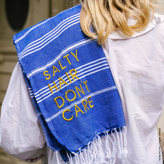 "SALTY HAIR DON'T CARE" Embroidered Hammam Towel