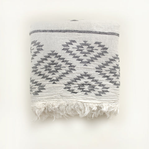 KILIM Grey - Handgewebtes Hamamtuch für den Strand