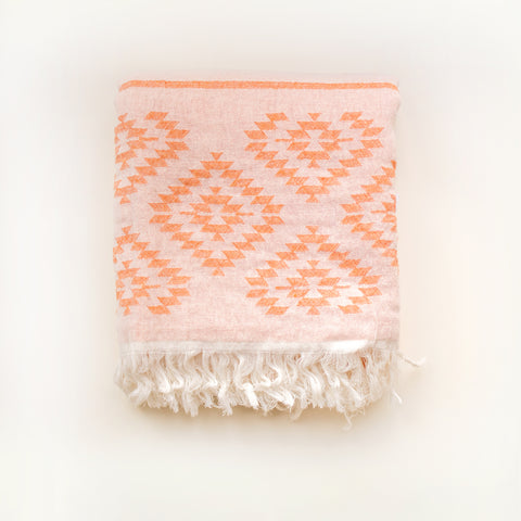 KILIM Orange - Handgewebtes Hamamtuch für den Strand & mehr