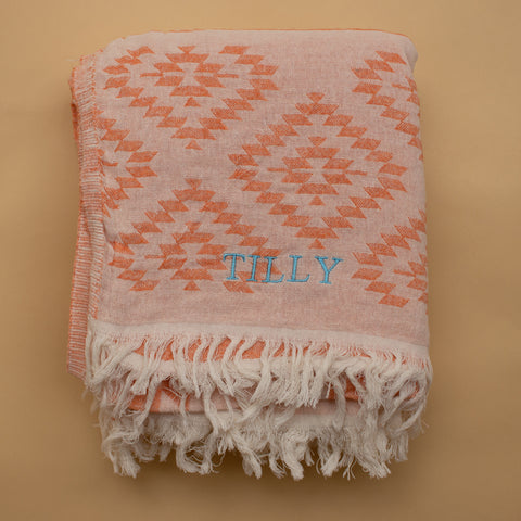 KILIM Orange - Handgewebtes Hamamtuch für den Strand & mehr