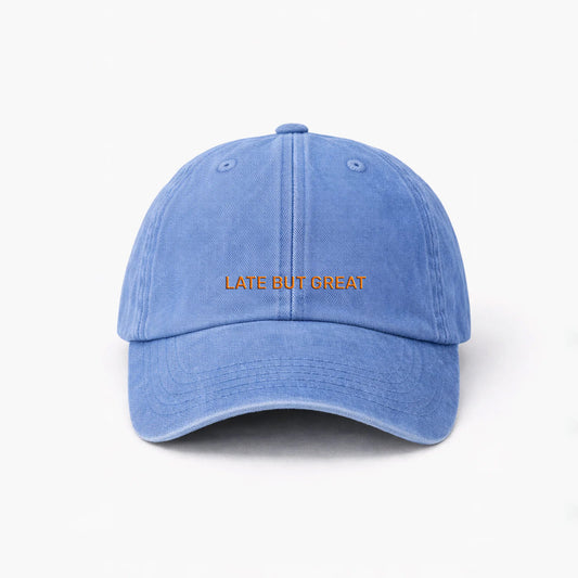 Personalisierte Vintage Blue Cap "Late But Great" HELLO TURCO