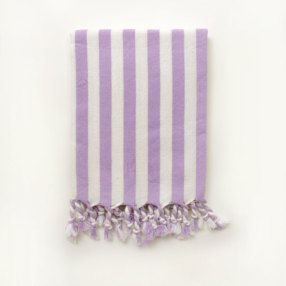 LILAC STRIPES XS Handwoven Organic Cotton Hammam Towel 