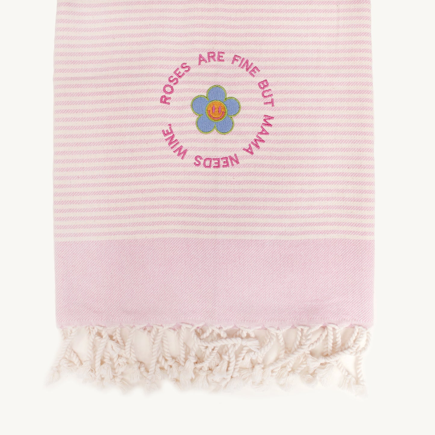 "MAMA NEEDS WINE" - Embroidered Hammam Towel