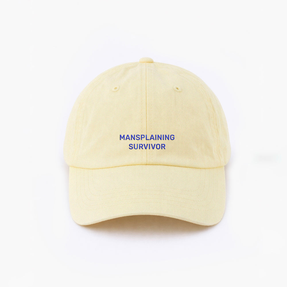 Personalized  Light Yellow Cap "Mansplaining Survivor"