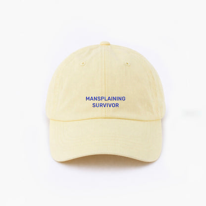 Personalisierte Light Yellow Cap "Mansplaining Survivor"