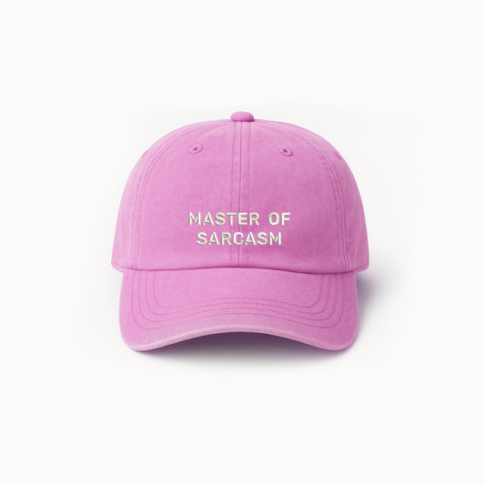 Personalized Light Pink Baseball Cap “Master of Sarcasm” Embroidered