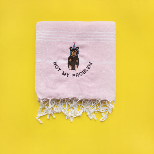 "NOT MY PROBLEM" embroidered Hammam Towel - Lilac