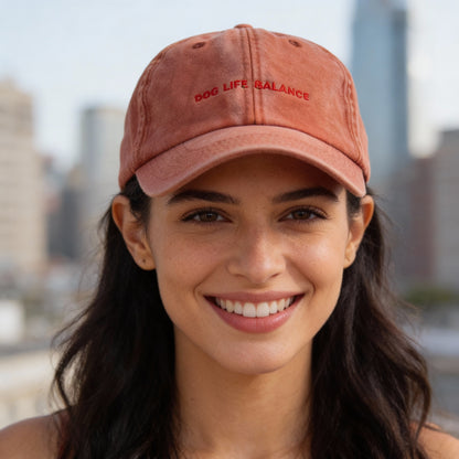 Personalisierte Vintage Orange Basecap "Dog Life Balance"