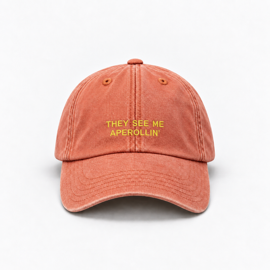 Personalisierte Vintage Orange Cap "They See Me Aperollin'" HELLO TURCO
