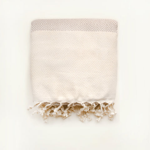 OTTO Beige Handwoven Turkish Towel - Perfect for Self Care and Relaxation