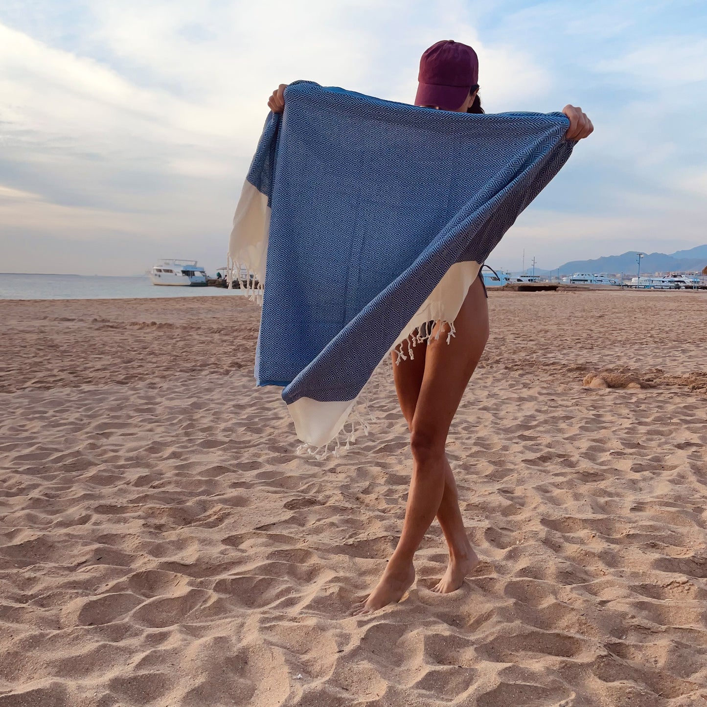 OTTO Blue Handwoven Turkish Towel - Soft, Stylish, Sustainable