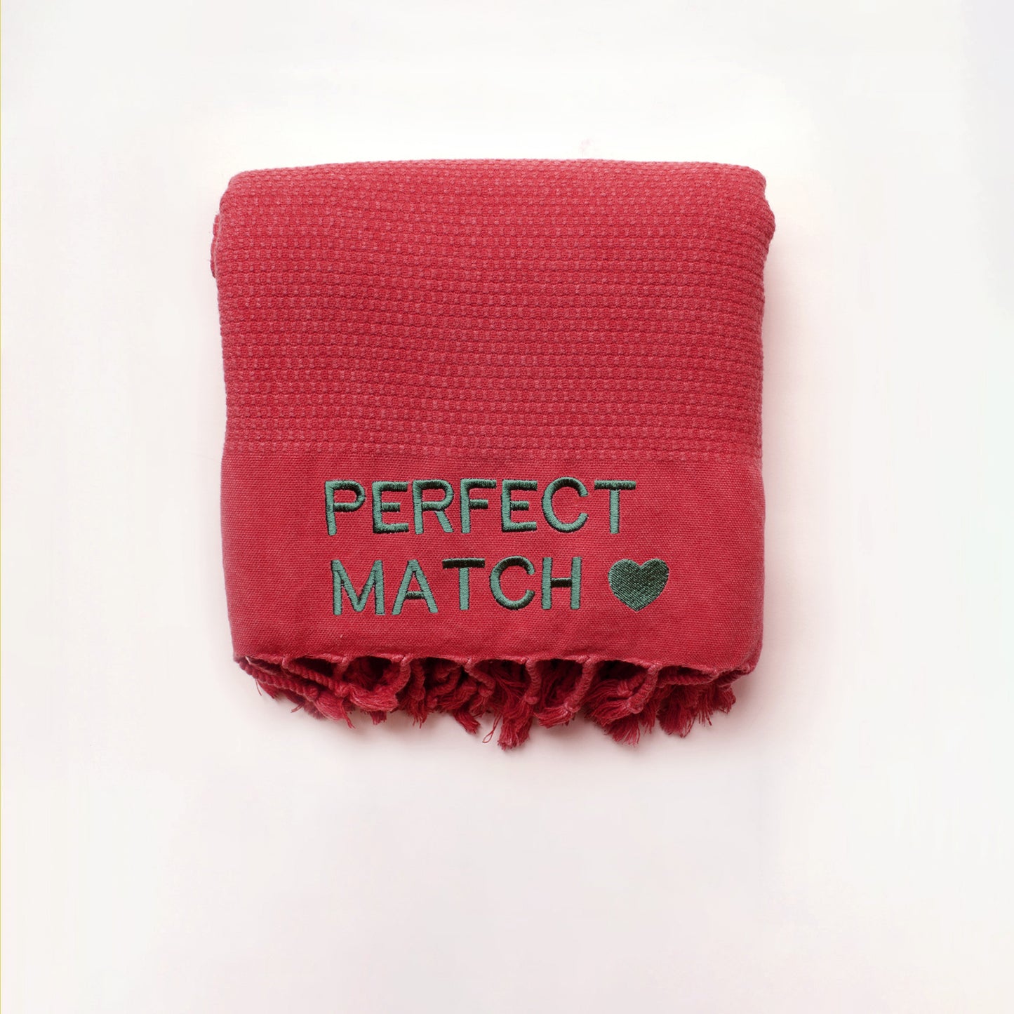 "PERFECT MATCH" Embroidered Hammam Towel - Red