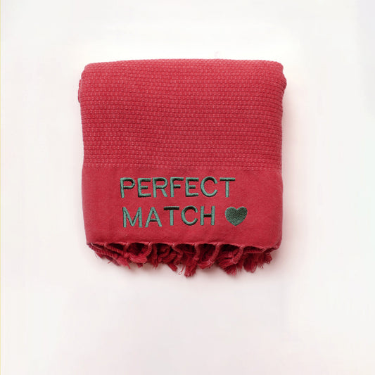 "PERFECT MATCH" Besticktes Hamamtuch - Rot