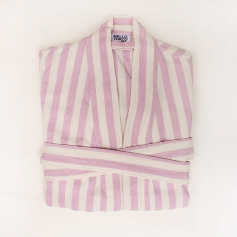 PINK STRIPES ROBE - Handwoven Bathrobe for Relaxation