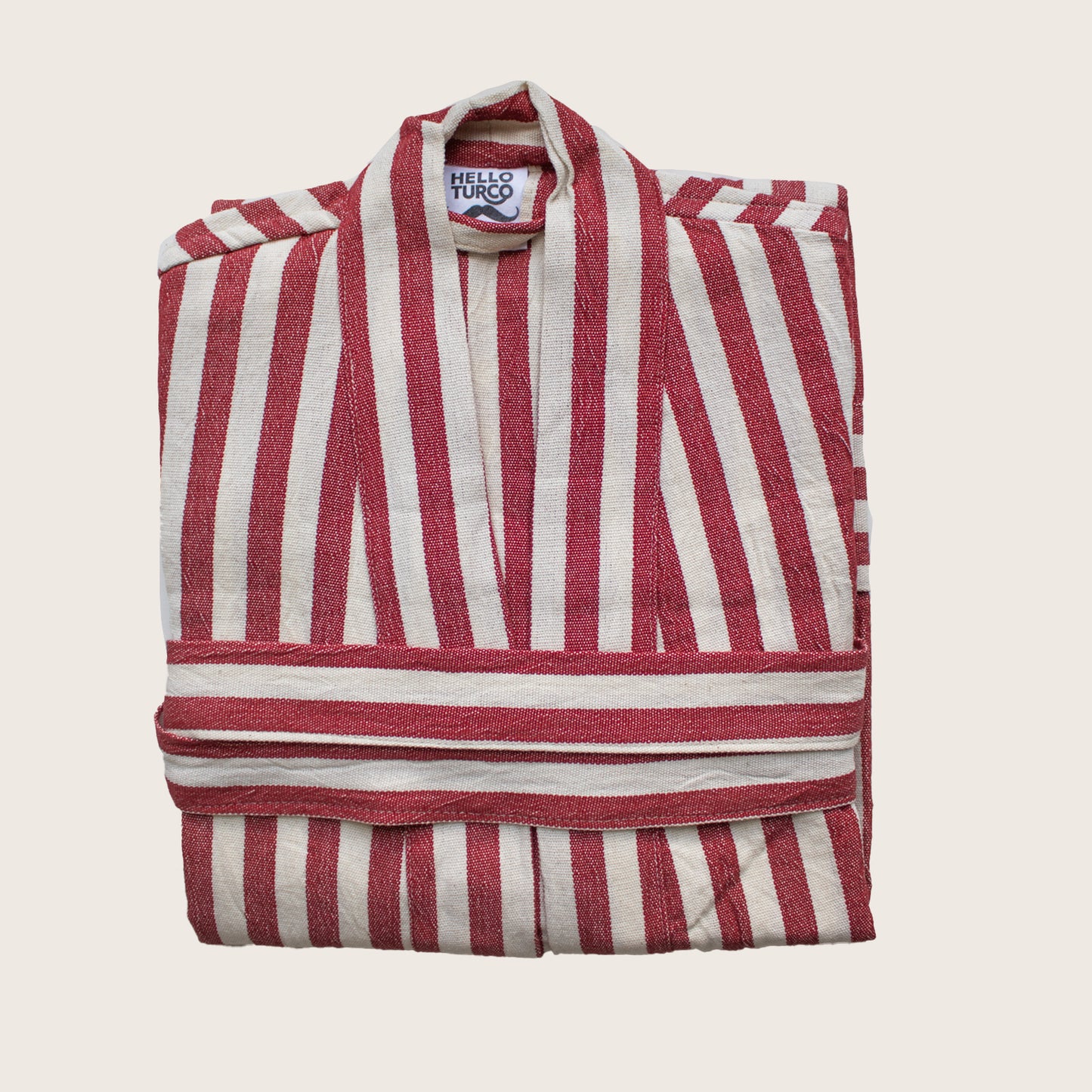 RED STRIPES ROBE - Handwoven Robe for Luxurious Relaxation