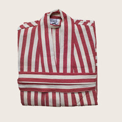 RED STRIPES ROBE - Handgewebter Bademantel für luxuriöse Entspannung