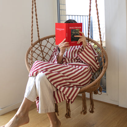 RED STRIPES ROBE - Handwoven Robe for Luxurious Relaxation