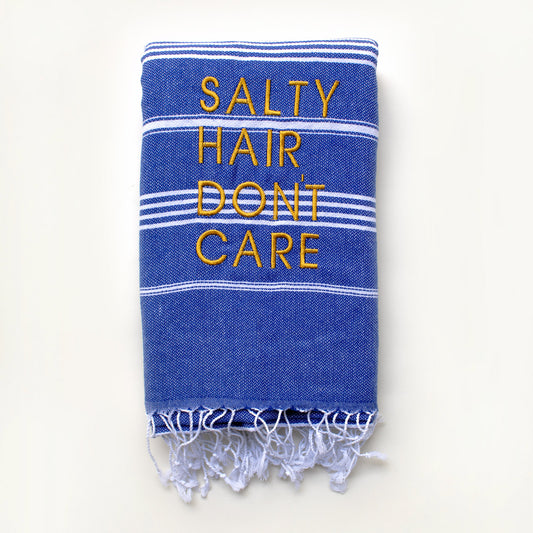 "SALTY HAIR DON'T CARE" Embroidered Turkish Towel
