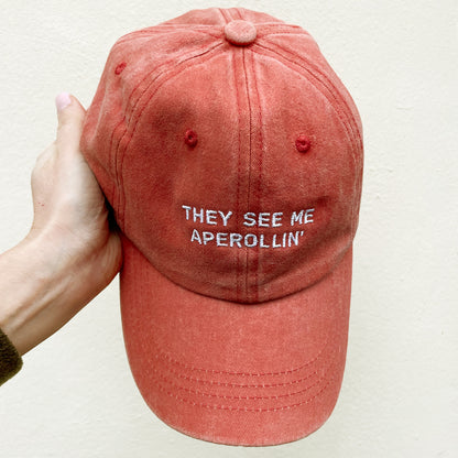 Personalisierte orange Basecap "They See Me Aperollin"