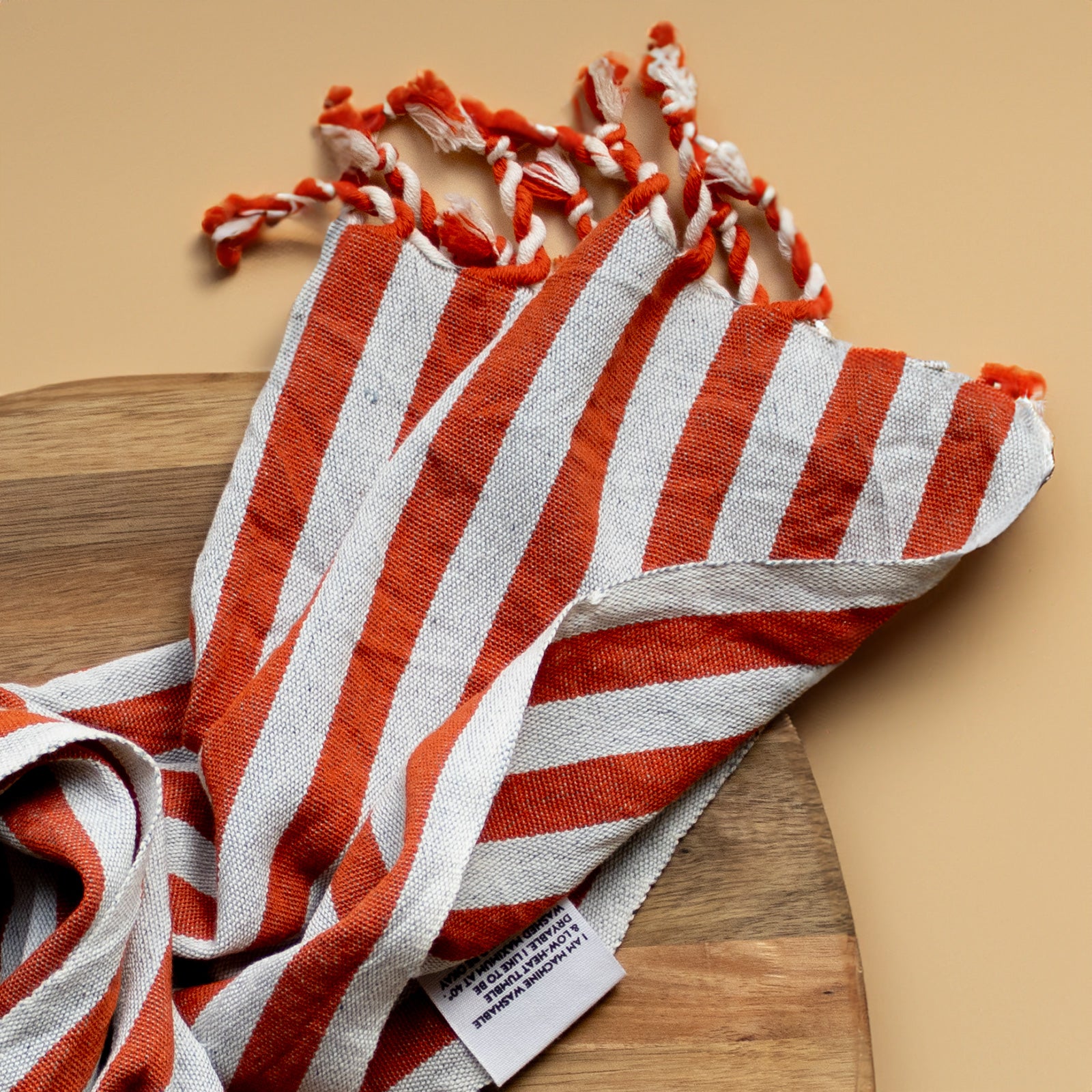 Small Handwoven Hand Towel - Red Stripes