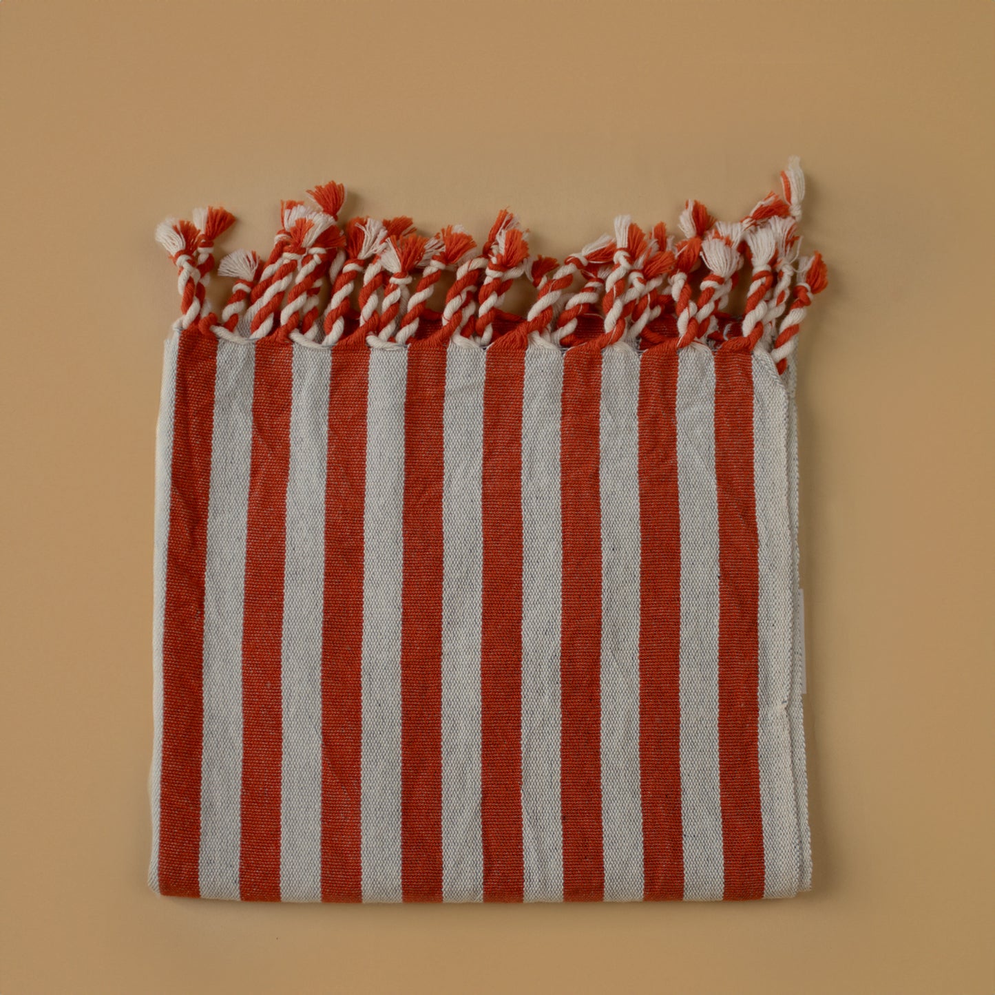 Small Handwoven Hand Towel - Red Stripes
