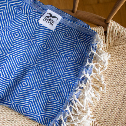 TRUE BLUE Handgewebtes Hamamtuch - HELLO TURCO