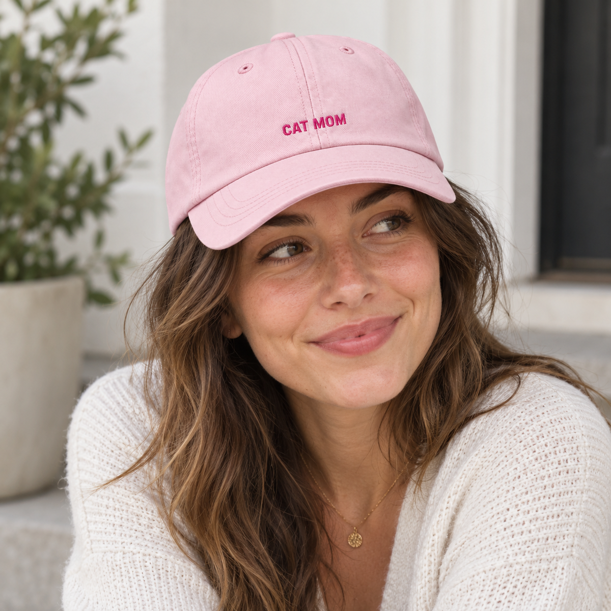 Personalisierte Light Pink Cap "Cat Mom" HELLO TURCO
